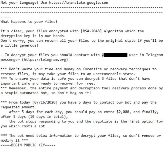 Ransomware text