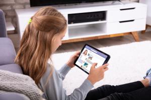 Young girl using social media